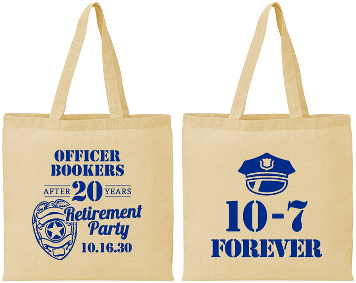 Personalized Retirement Cotton Tote Bags - Police Officer | 150012