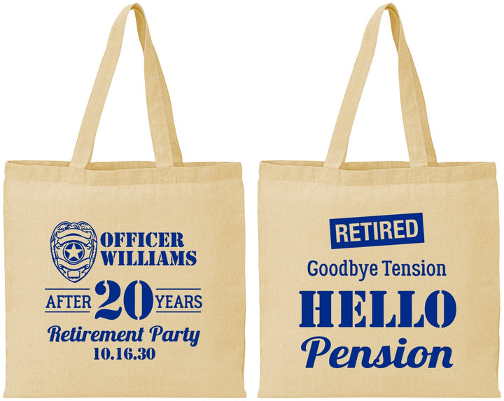 Personalized Retirement Cotton Tote Bags - Police Officer | 150013