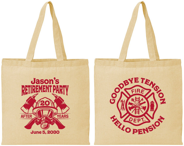 Personalized Retirement Cotton Tote Bags - Firefighter | 150015
