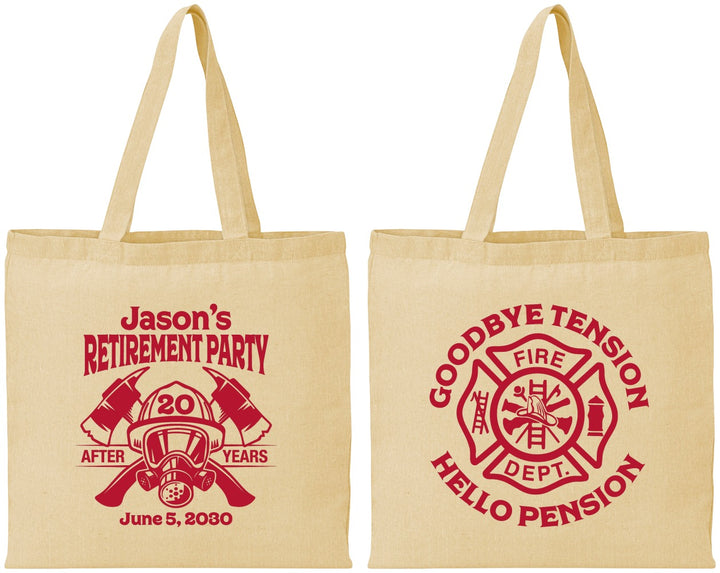 Personalized Retirement Cotton Tote Bags - Firefighter | 150015