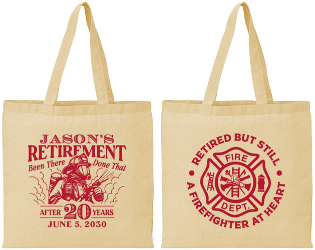 Personalized Retirement Cotton Tote Bags - Firefighter | 150016