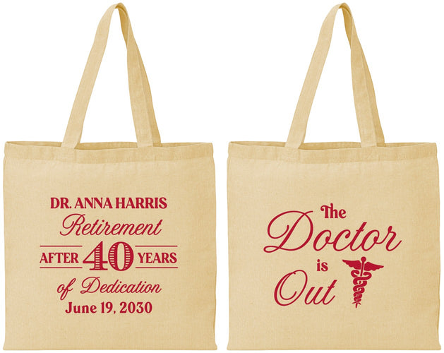 Personalized Retirement Cotton Tote Bags - Doctor | 150017