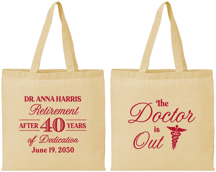 Personalized Retirement Cotton Tote Bags - Doctor | 150017