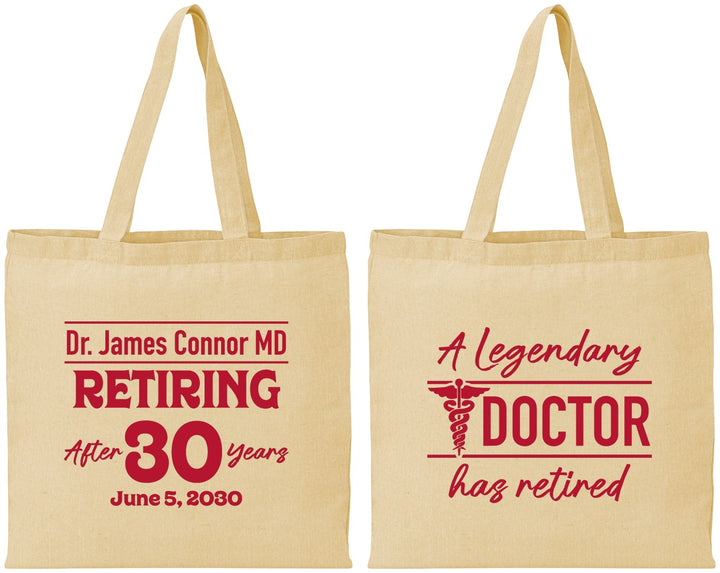 Personalized Retirement Cotton Tote Bags - Doctor | 150018