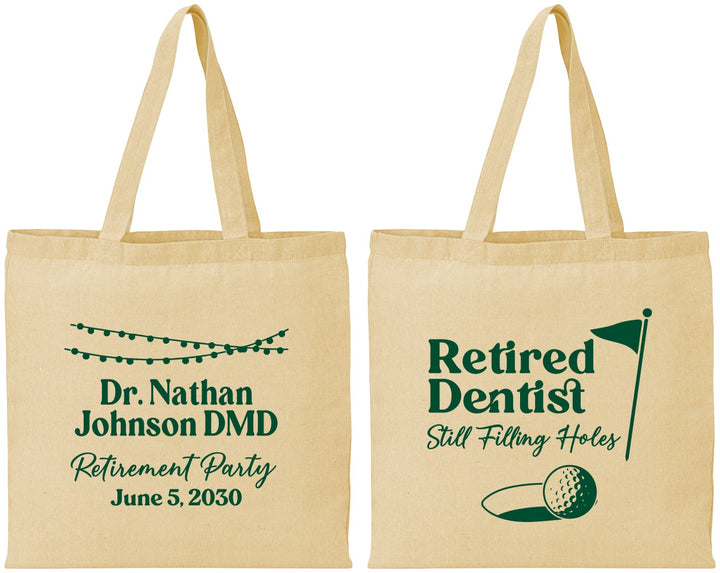 Personalized Retirement Cotton Tote Bags - Dentist | 150019