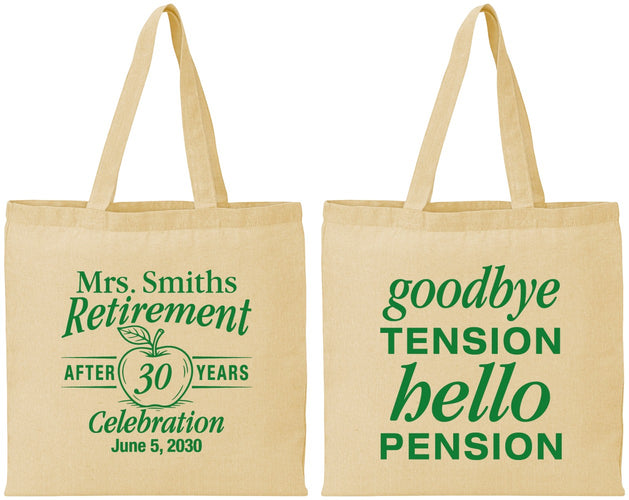 Personalized Retirement Cotton Tote Bags - Teacher | 150020