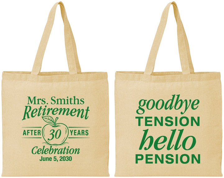 Personalized Retirement Cotton Tote Bags - Teacher | 150020