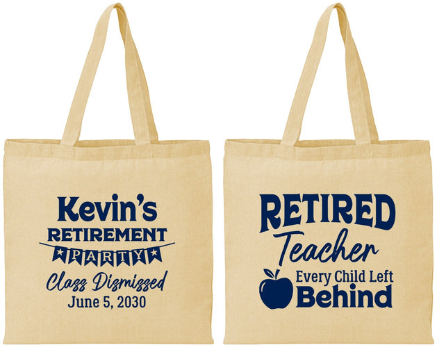 Personalized Retirement Cotton Tote Bags - Teacher | 150022