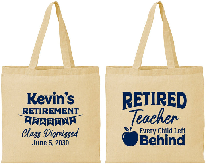 Personalized Retirement Cotton Tote Bags - Teacher | 150022