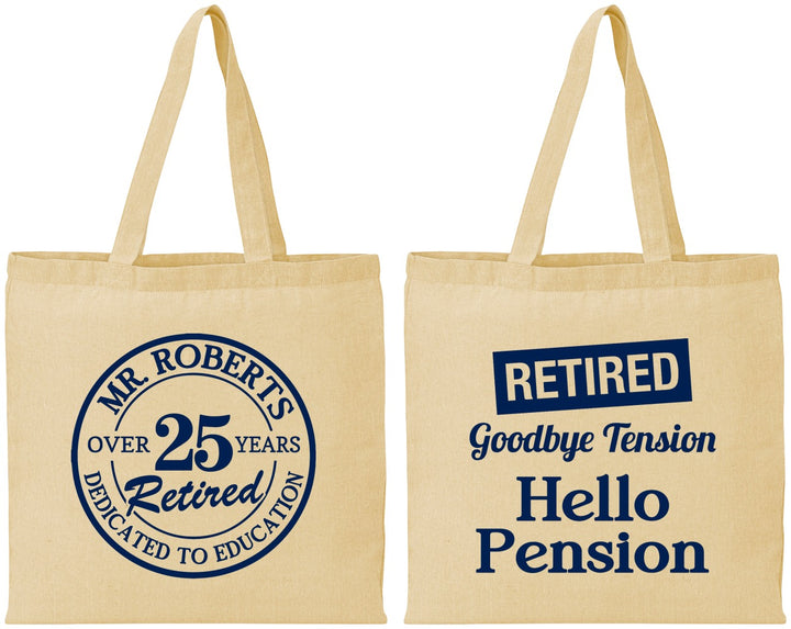Personalized Retirement Cotton Tote Bags - Teacher | 150024