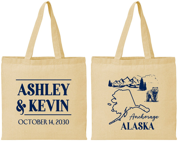 Personalized Wedding Cotton Tote Bags - Alaska | 151