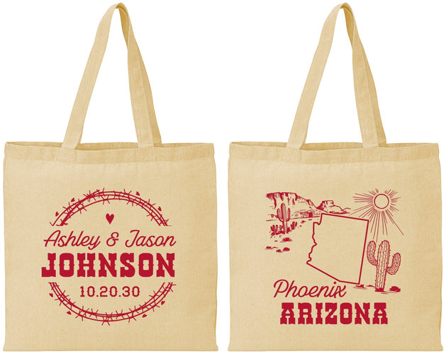 Personalized Wedding Cotton Tote Bags - Arizona | 152