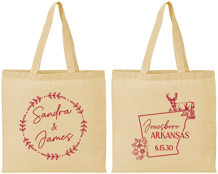 Personalized Wedding Cotton Tote Bags - Arkansas | 153