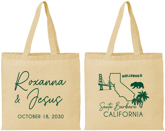 Personalized Wedding Cotton Tote Bags - California | 154