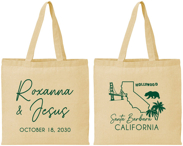Personalized Wedding Cotton Tote Bags - California | 154