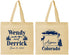 Personalized Wedding Cotton Tote Bags - Colorado | 155