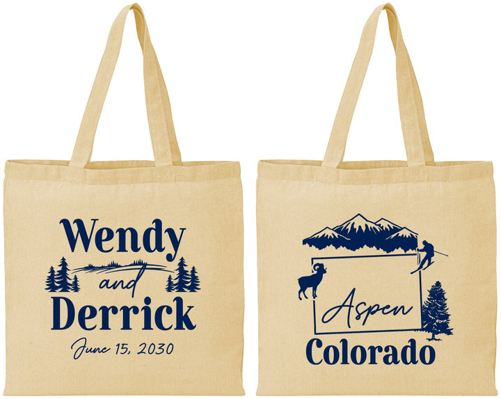 Personalized Wedding Cotton Tote Bags - Colorado | 155