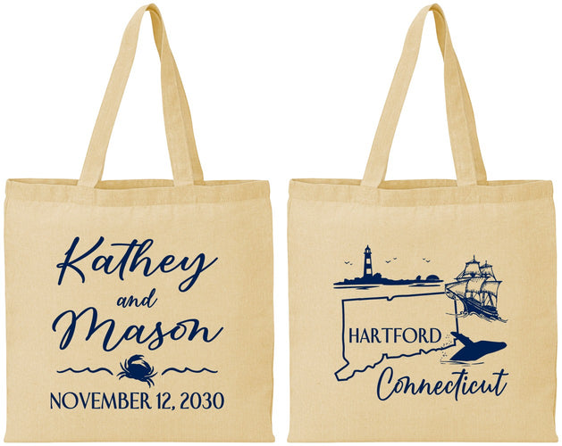 Personalized Wedding Cotton Tote Bags - Connecticut | 156