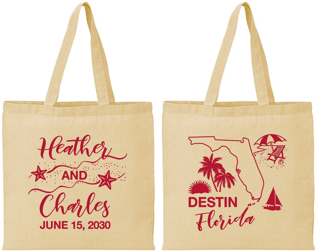 Personalized Wedding Cotton Tote Bags - Florida | 158