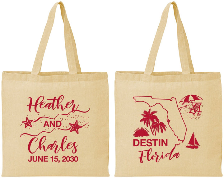 Personalized Wedding Cotton Tote Bags - Florida | 158