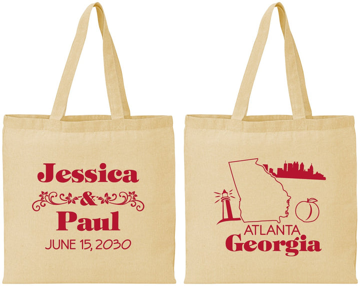 Personalized Wedding Cotton Tote Bags - Georgia | 159