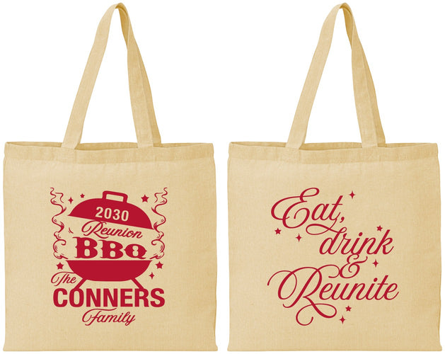 Personalized Family Reunion Cotton Tote Bags - Bbq Eat Drink Reunite | 160000