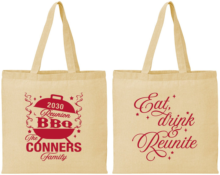 Personalized Family Reunion Cotton Tote Bags - Bbq Eat Drink Reunite | 160000