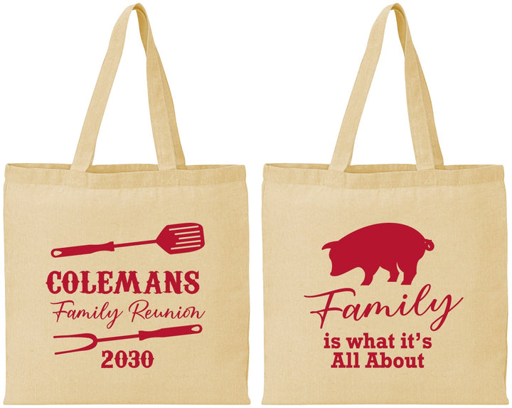 Personalized Family Reunion Cotton Tote Bags - Bbq Barbeque | 160002
