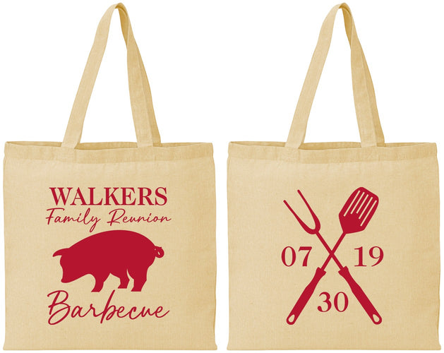 Personalized Family Reunion Cotton Tote Bags - Bbq Barbeque | 160003