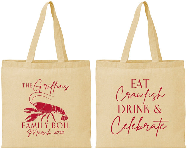 Personalized Family Reunion Cotton Tote Bags - Crawfish Boil | 160007