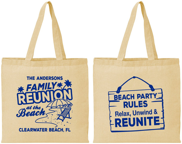 Personalized Family Reunion Cotton Tote Bags - Beach Reunite | 160011