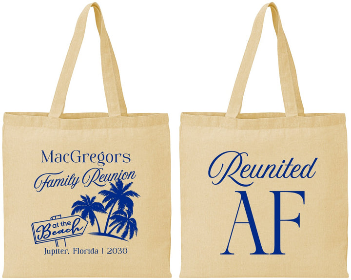 Personalized Family Reunion Cotton Tote Bags - Beach Reunited Af | 160012