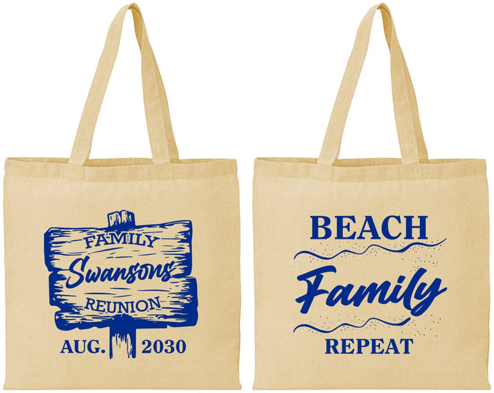Personalized Family Reunion Cotton Tote Bags - Beach Family Repeat | 160013