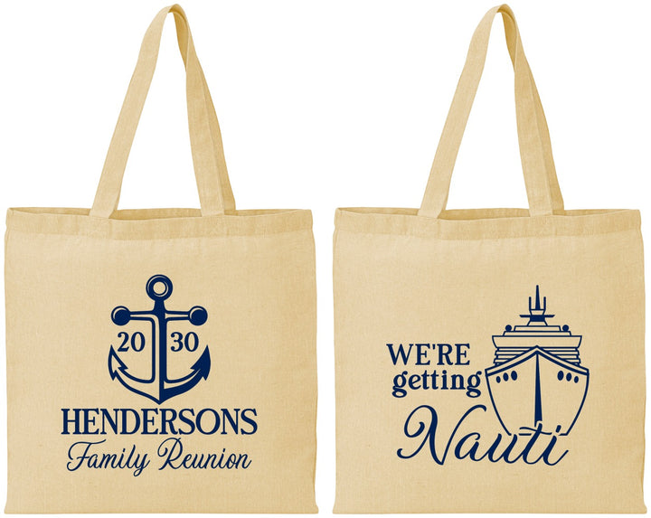 Personalized Family Reunion Cotton Tote Bags - Cruise Nautical | 160021