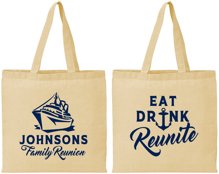 Personalized Family Reunion Cotton Tote Bags - Cruise Nautical | 160023