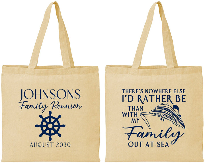 Personalized Family Reunion Cotton Tote Bags - Cruise Nautical | 160024