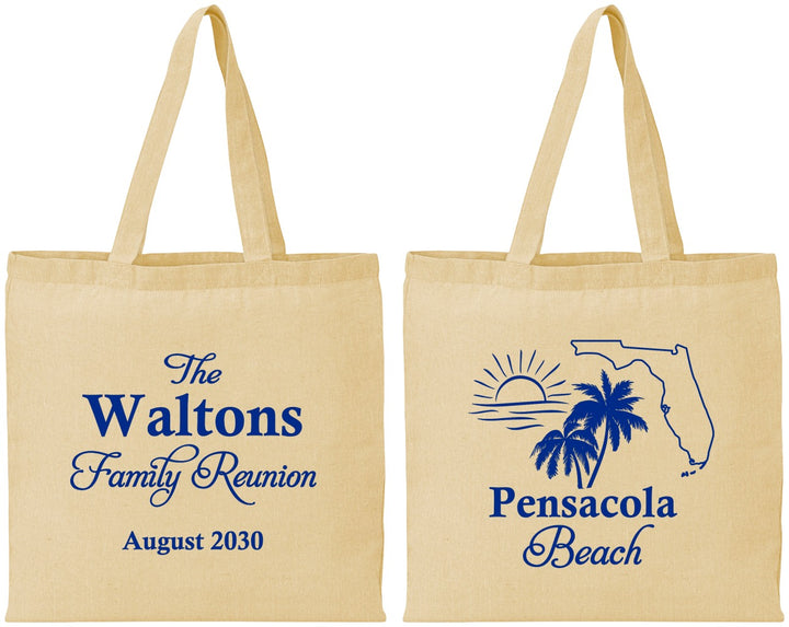 Personalized Family Reunion Cotton Tote Bags - Florida Beach | 160036