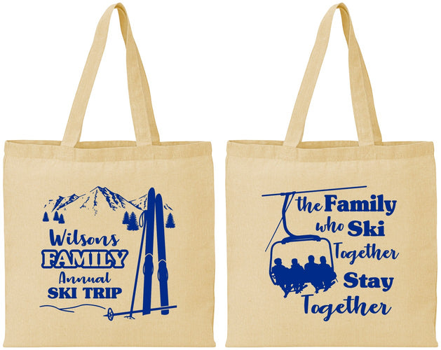 Personalized Family Reunion Cotton Tote Bags - Ski Trip | 160040
