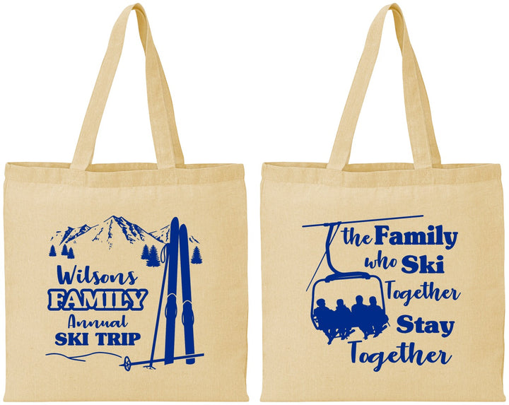 Personalized Family Reunion Cotton Tote Bags - Ski Trip | 160040