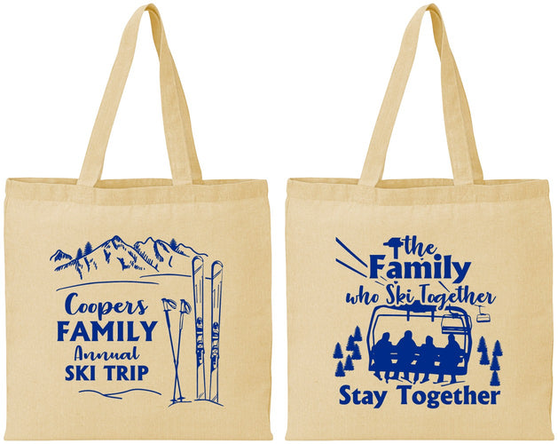 Personalized Family Reunion Cotton Tote Bags - Ski Trip | 160041