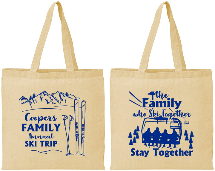Personalized Family Reunion Cotton Tote Bags - Ski Trip | 160041