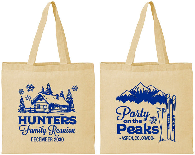 Personalized Family Reunion Cotton Tote Bags - Ski Trip | 160042