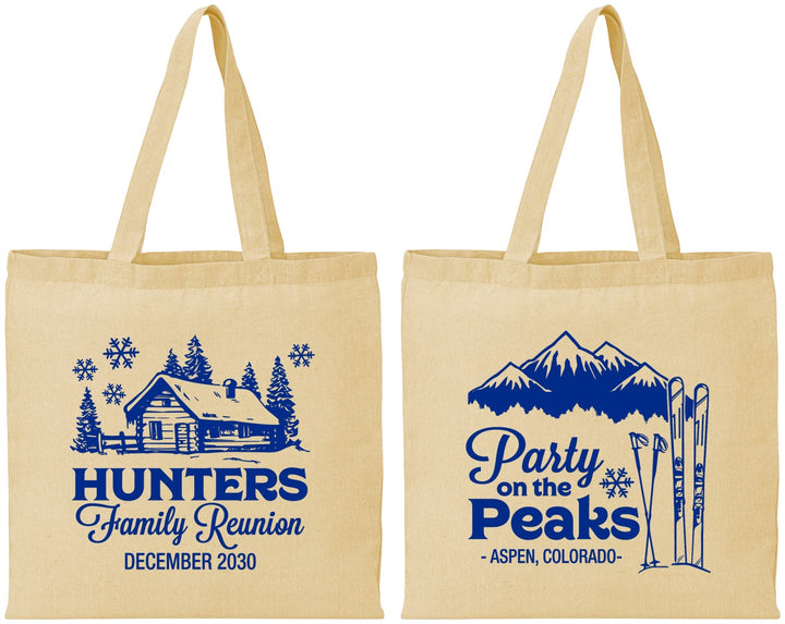 Personalized Family Reunion Cotton Tote Bags - Ski Trip | 160042