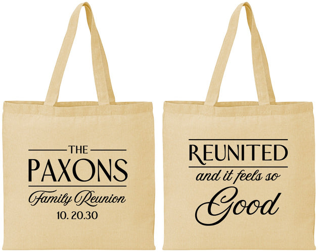 Personalized Family Reunion Cotton Tote Bags - Reunited Feels So Good | 160052