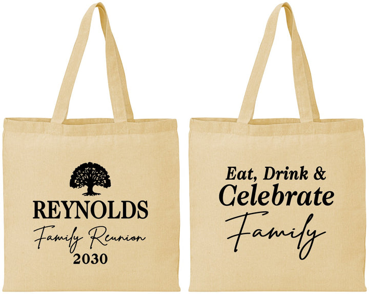 Personalized Family Reunion Cotton Tote Bags - Eat Drink Celebrate | 160053