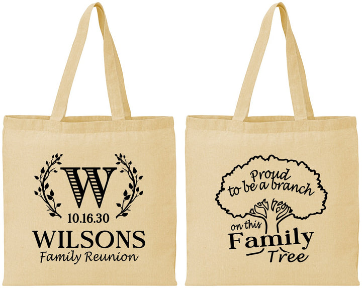 Personalized Family Reunion Cotton Tote Bags - Monogram Tree | 160056