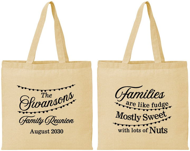 Personalized Family Reunion Cotton Tote Bags - String Lights | 160059