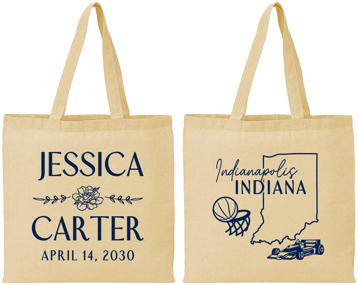 Personalized Wedding Cotton Tote Bags - Indiana | 163