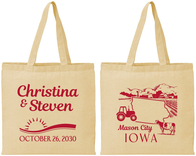 Personalized Wedding Cotton Tote Bags - Iowa | 164