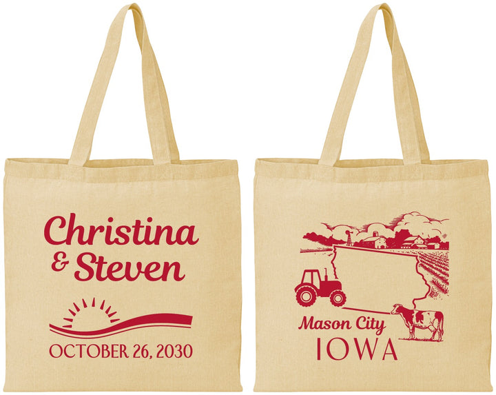 Personalized Wedding Cotton Tote Bags - Iowa | 164